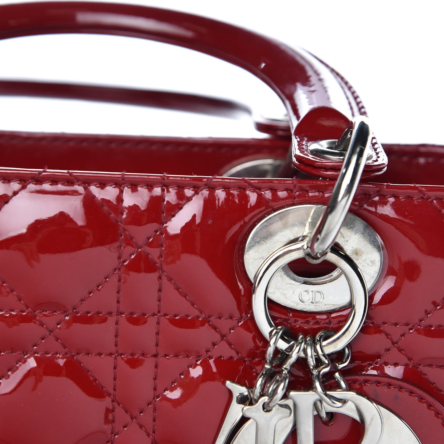 Patent Cannage Medium Lady Dior Red