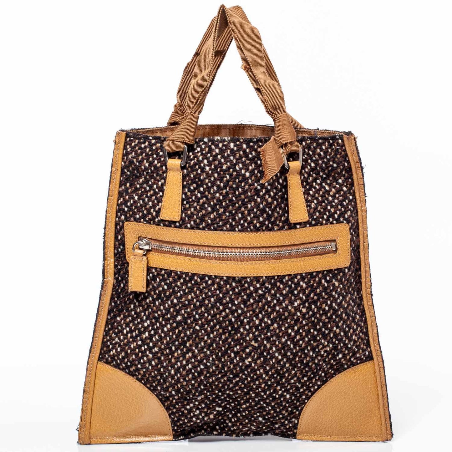 Tweed Leather Tote
