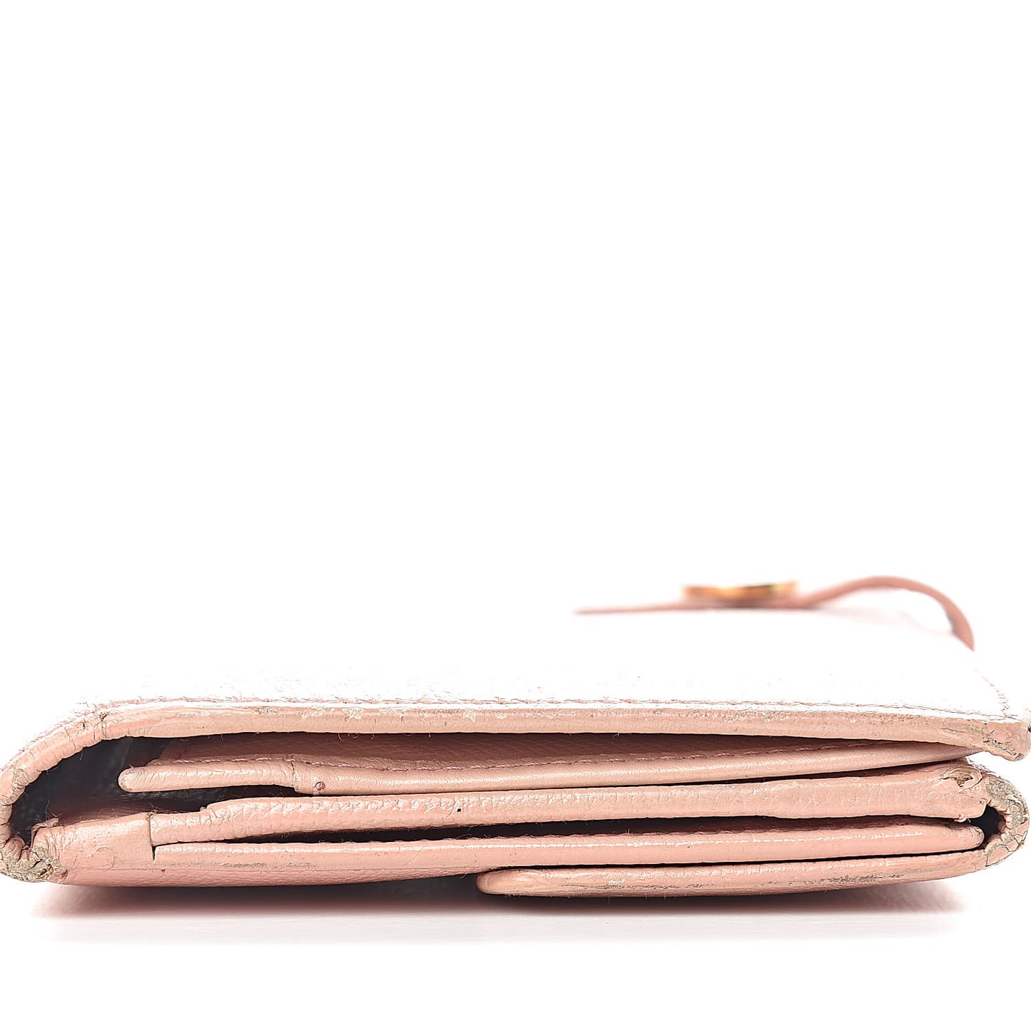 Grained Calfskin CC Button Wallet Pink