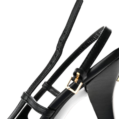 Gucci Moire Fabric Malaga Kid Crystal GG Monogram Square G 75mm Slingback Pumps 36 Black 10 of 10