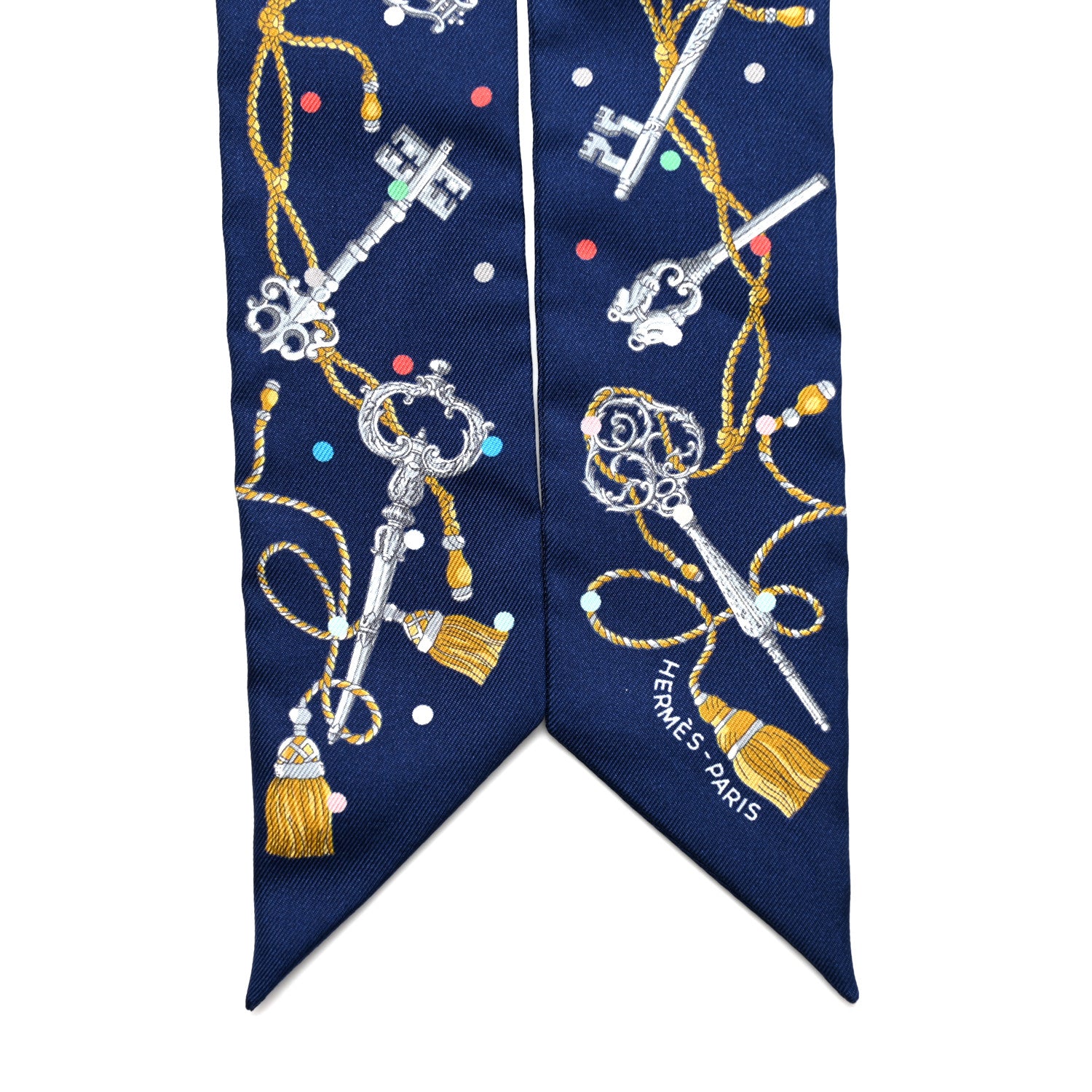 Hermes Silk Les Cles A Pois Twilly Marine Gris Argent 2 of 4