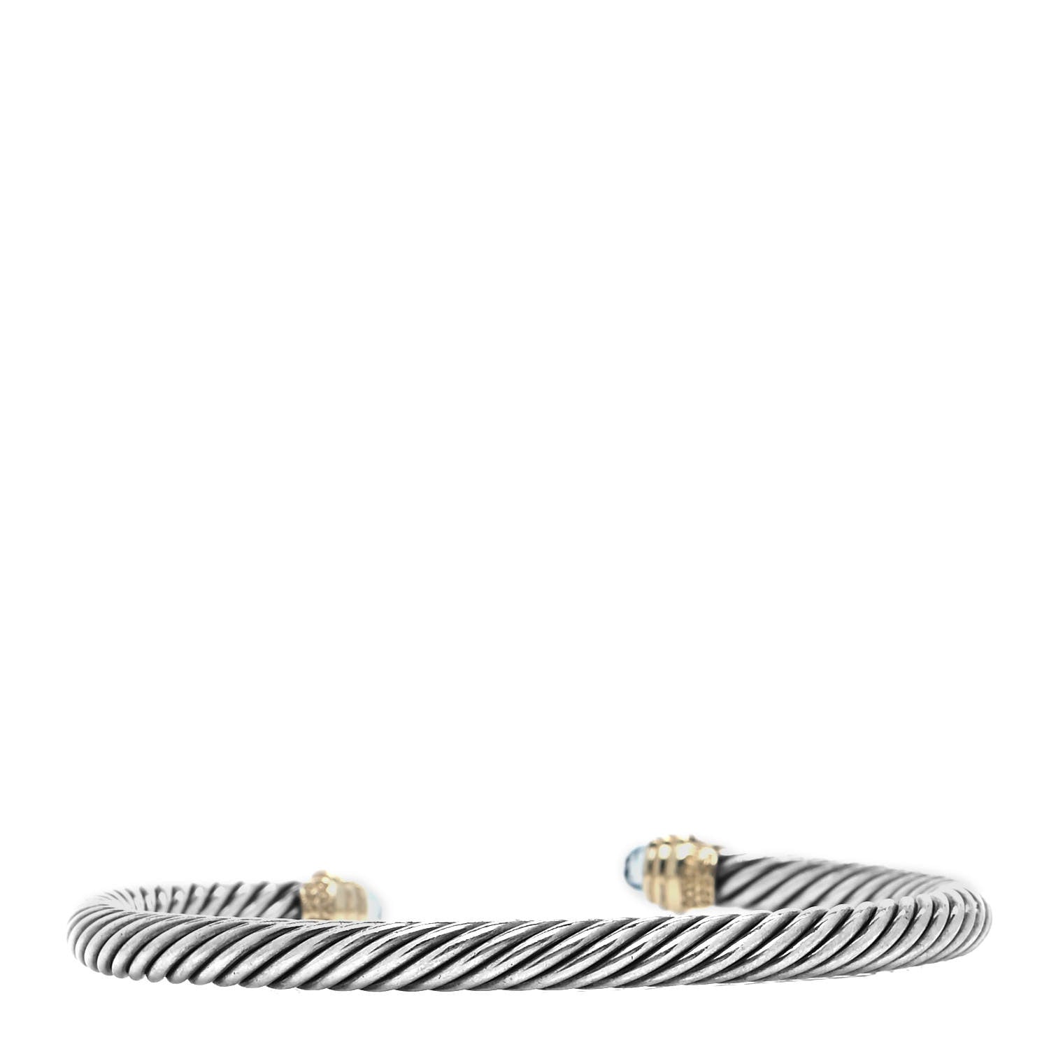 David Yurman Sterling Silver 14K Yellow Gold Blue Topaz 5mm Cable Classics Petite Color Bracelet 3 of 4