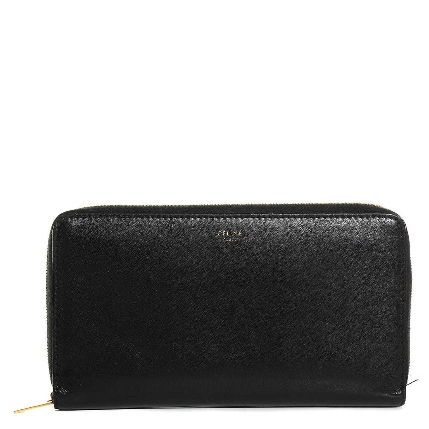 Lambskin Large Zip Around Multifunction Wallet Black