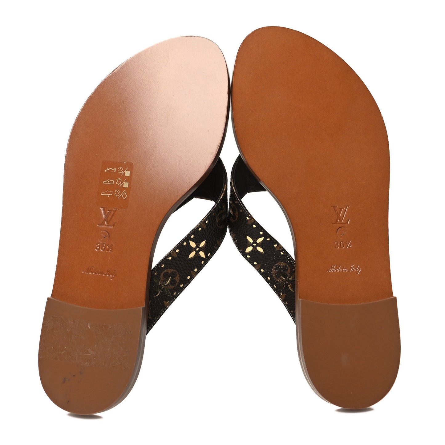 Monogram Sunny Flat Thong Sandals 36.5 Brown