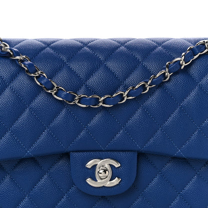 Chanel Caviar Quilted Medium Double Flap Blue 10 of 10
