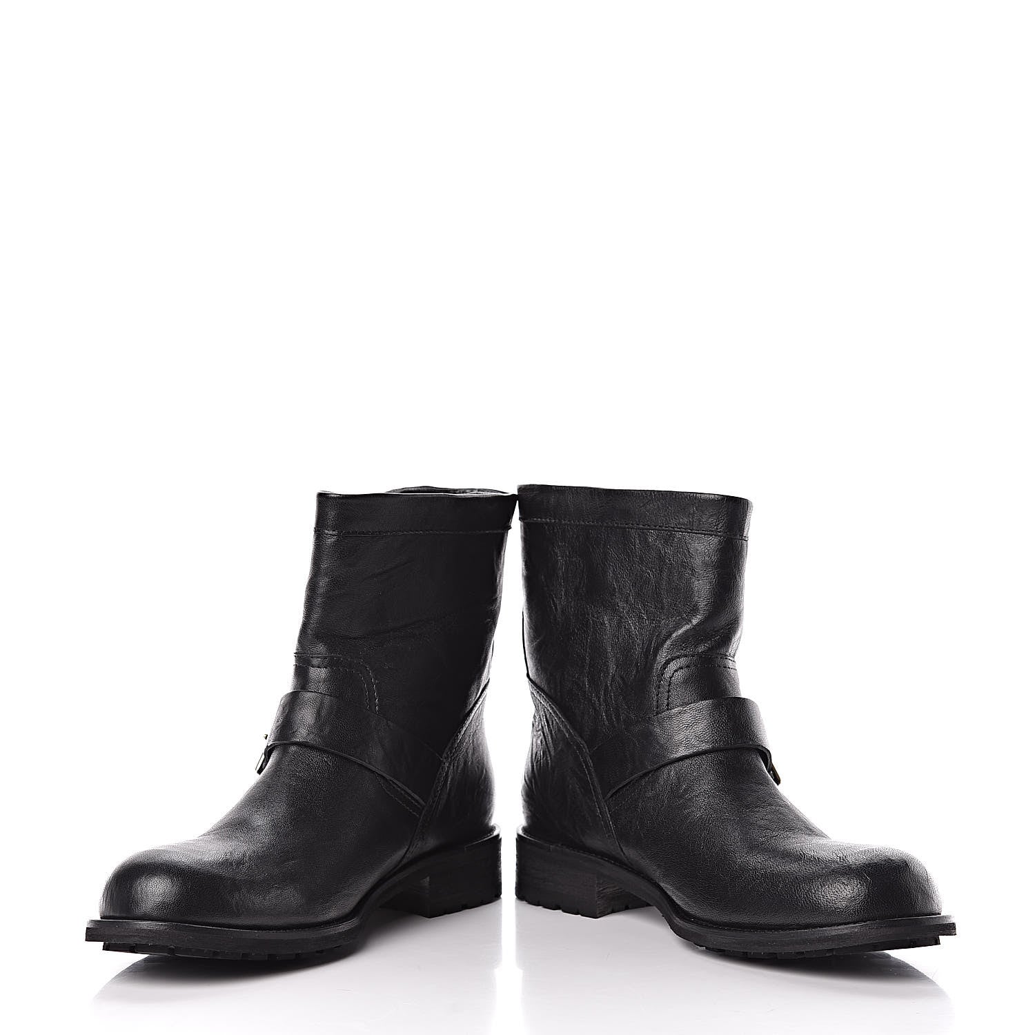 Jimmy Choo Lambskin Biker Boots 40 Black 5 of 9