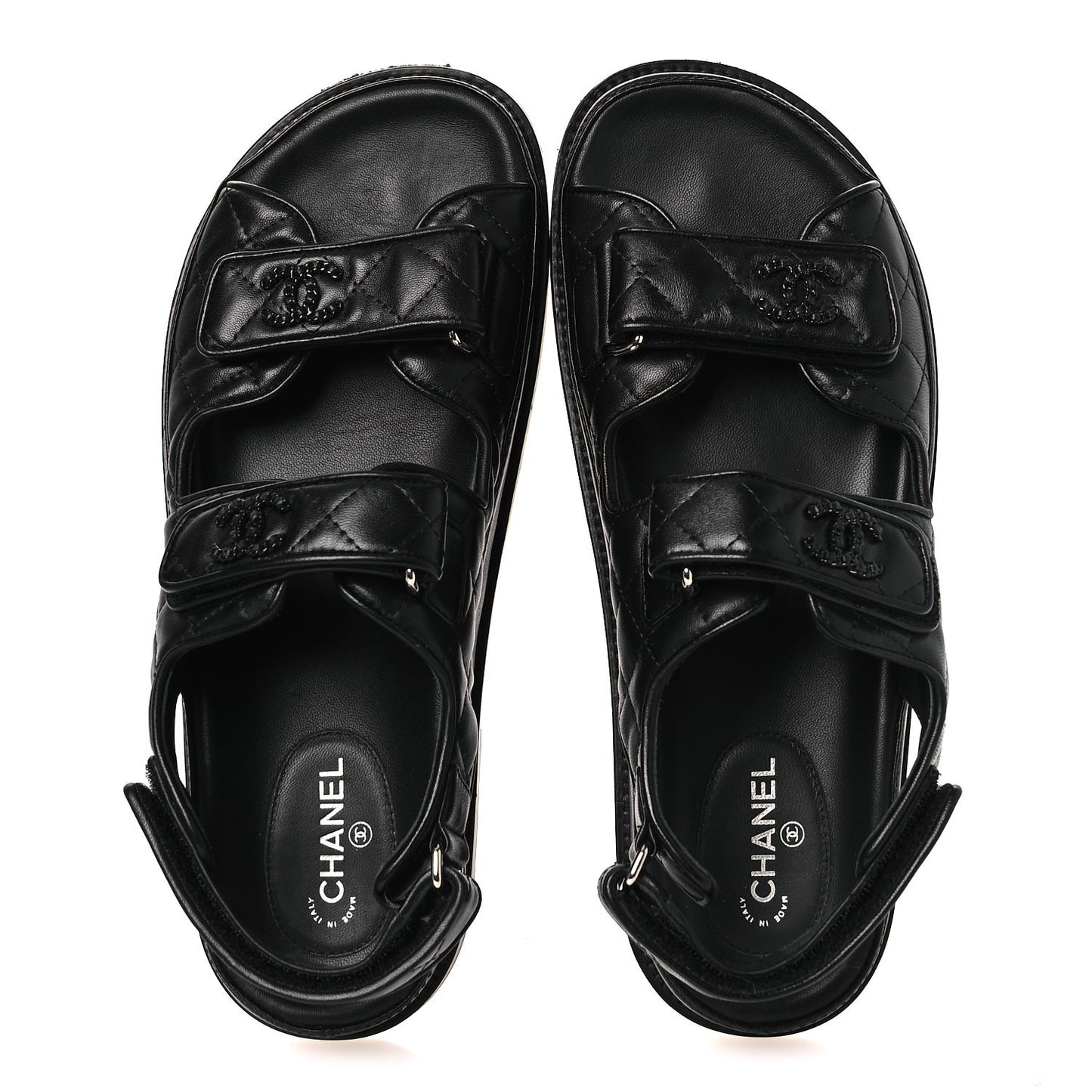 Lambskin Velcro Dad Sandals 39 Black