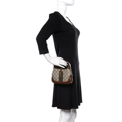 Gucci GG Supreme Monogram Azalea Calfskin Web Mini Jackie 1961 Hobo Beige Ebony Brown Sugar 2 of 11