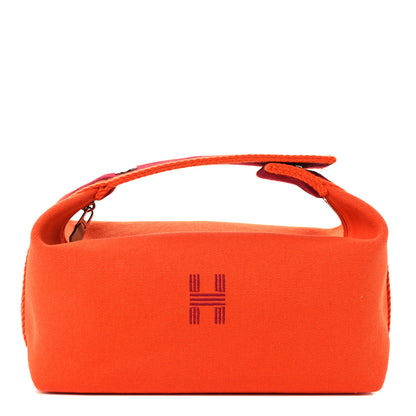 Hermes Canvas Small Bride-A-Brac Pouch Orange Burgundy 1 of 10