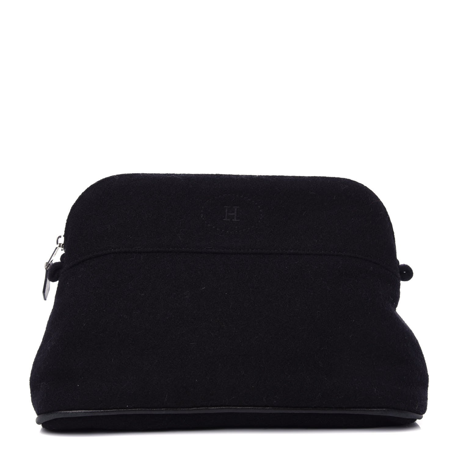 Hermes Wool Felt Bolide Travel Cosmetic Pouch Black 1 of 6