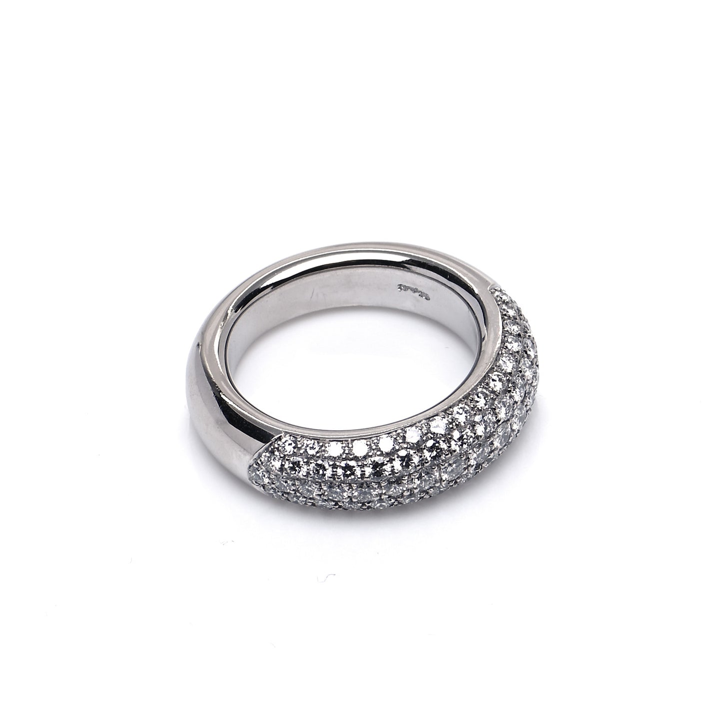 18K White Gold Diamond Pave Dome Ring 54 6.75