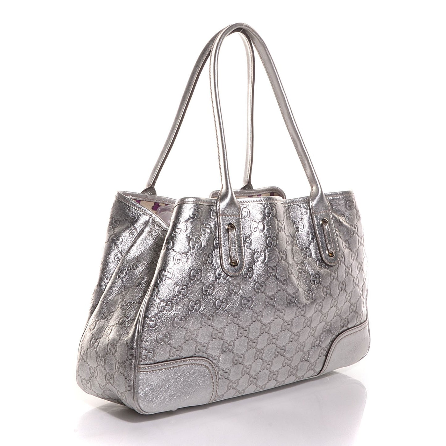 Guccissima Medium Princy Tote Silver