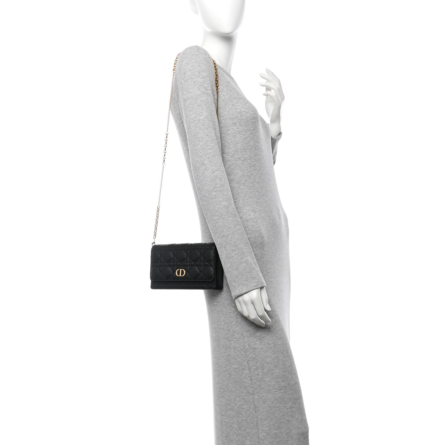 Christian Dior Supple Calfskin Caro Pouch with Chain Black 2 of 11
