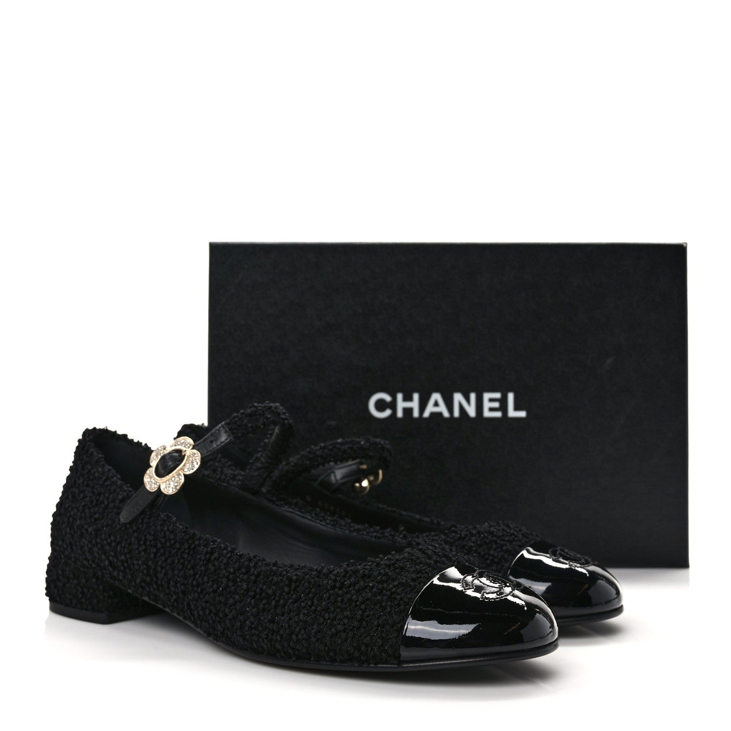 Chanel Tweed Patent Mary Jane Flats 41 Black 8 of 8