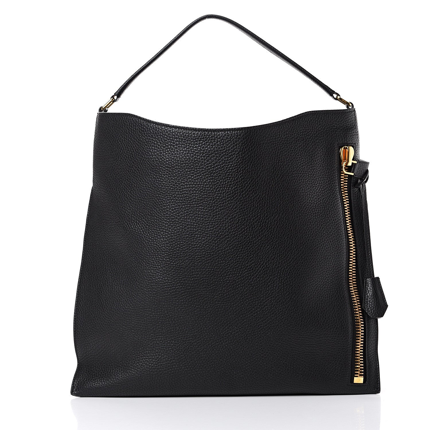 Tom Ford Pebbled Calfskin Small Alix Padlock Zip Hobo Bag Black 2 of 10