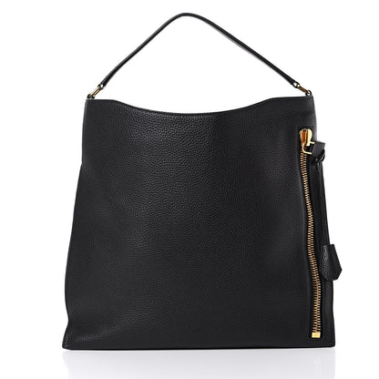 Tom Ford Pebbled Calfskin Small Alix Padlock Zip Hobo Bag Black 2 of 10