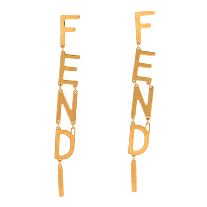 Fendi Metal Signature Earrings Gold 1 of 5