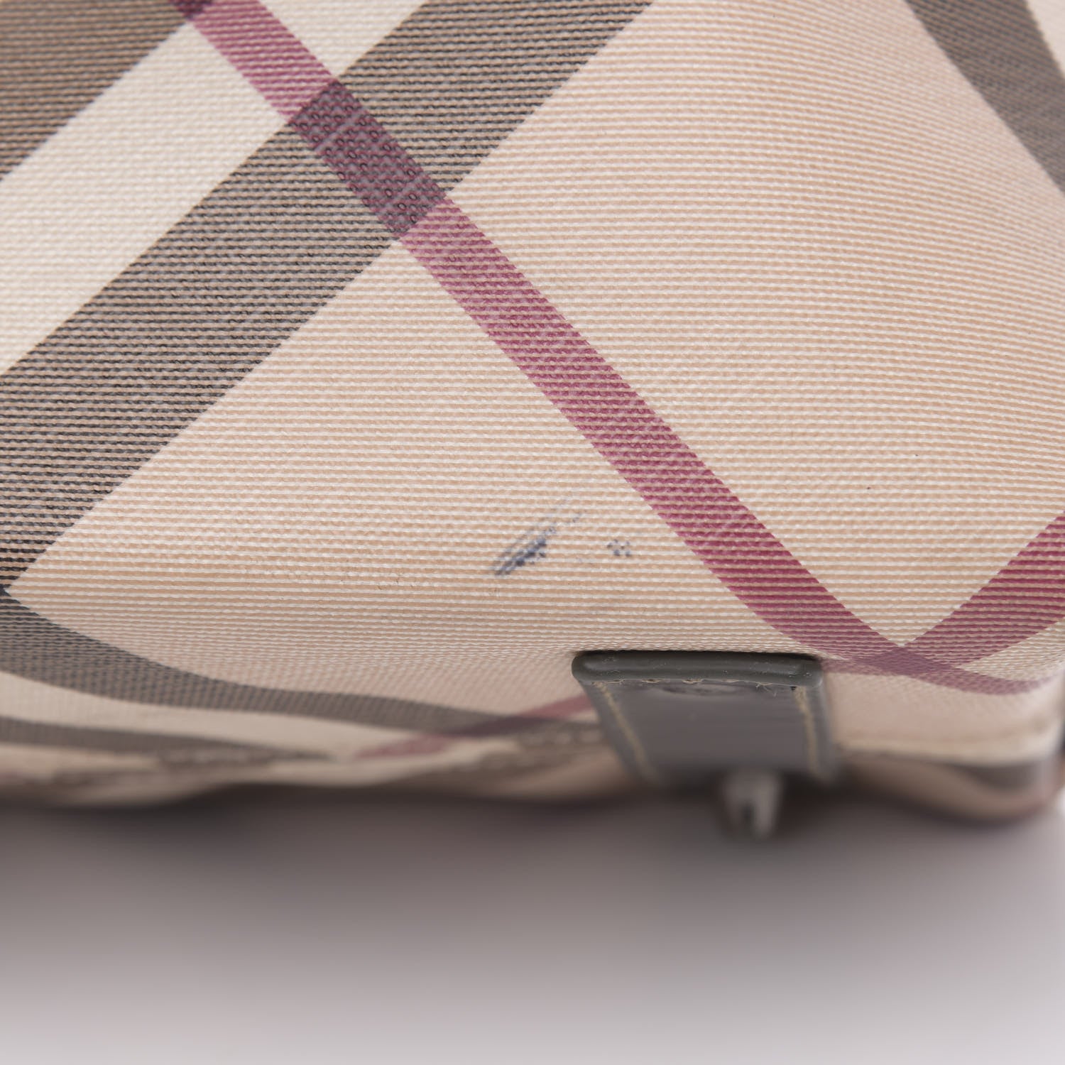 Burberry Metallic Calfskin Nova Check Shopper Tote Pewter 15 of 23