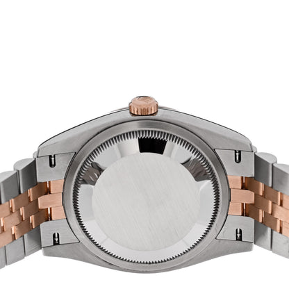 Rolex Stainless Steel 18K Everose Gold Diamond 36mm Oyster Perpetual Datejust Watch Silver Fluted 126231 4 of 5