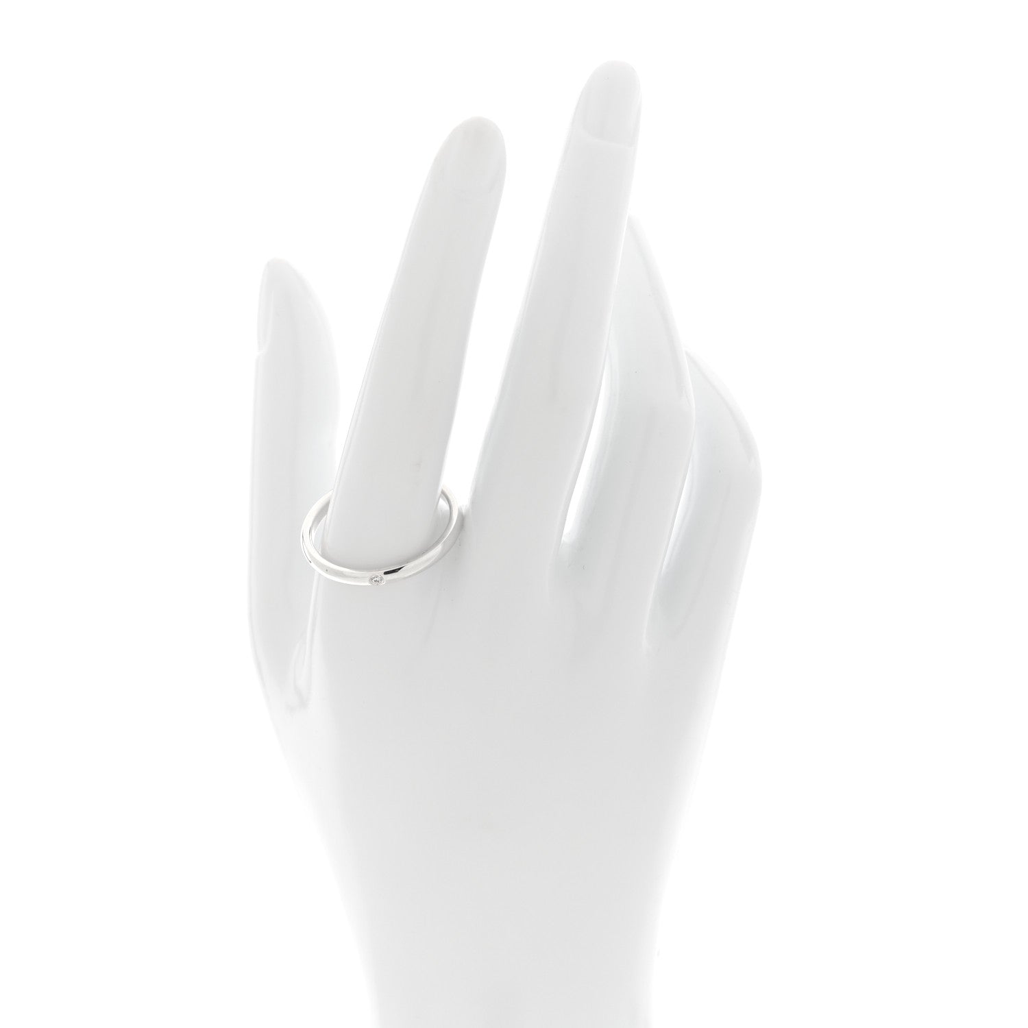 Tiffany Elsa Peretti Sterling Silver Diamond Band Ring 67 11.75 2 of 5