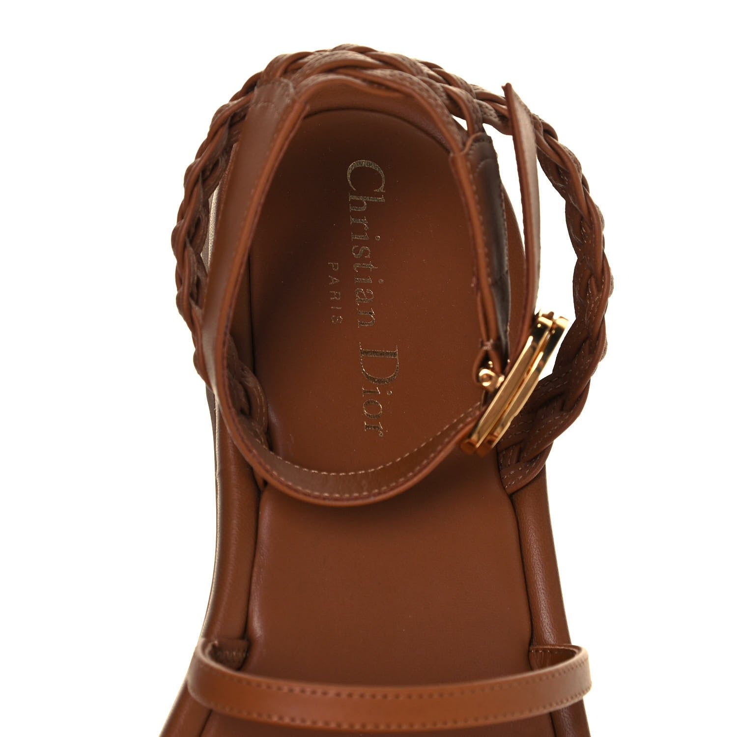 Christian Dior Calfskin Egee Sandals 37.5 Golden Saddle 7 of 8