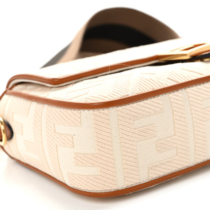 Fendi Canvas Vitello King Bi-Color Strap FF Embroidered Baguette Grezzo Brandy Cuoio 9 of 11