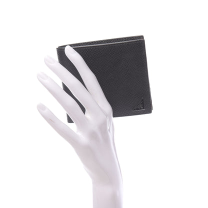 Prada Saffiano Metal Bi-Color Bi-Fold Wallet Black Papaya 2 of 7