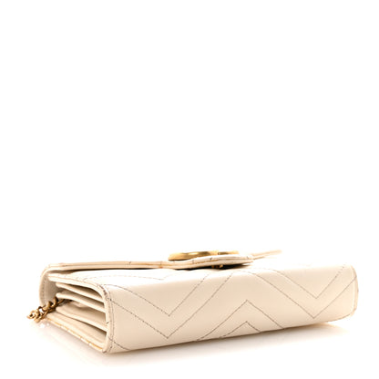 Gucci Calfskin Matelasse GG Marmont Chain Wallet Mystic White 4 of 10