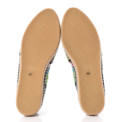 Gucci Tapestry Brocade Blind For Love Espadrilles 40.5 Acquamarine Green Black 5 of 8