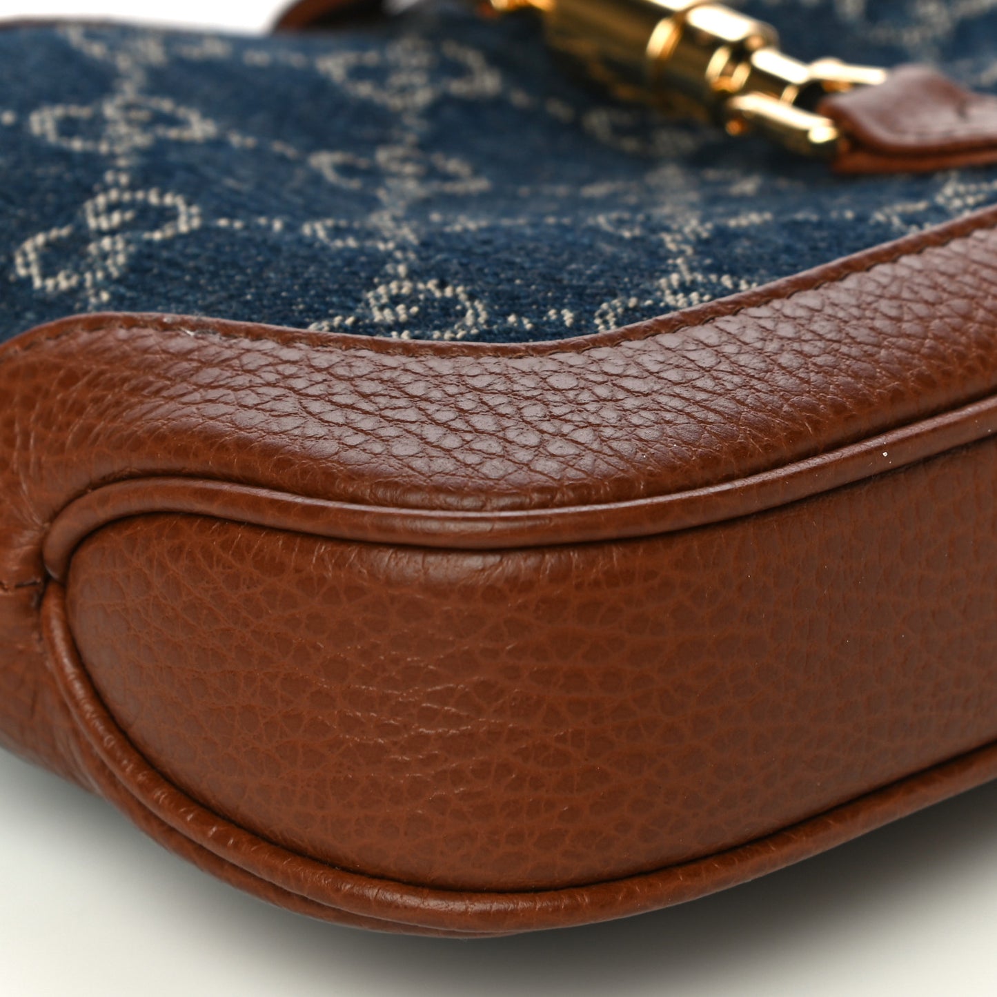 New Denim GG Monogram Calfskin Mini Jackie 1961 Hobo Blue Tea Cuir