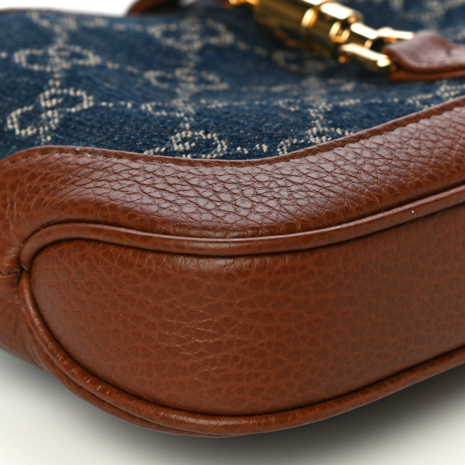 Gucci New Denim GG Monogram Calfskin Mini Jackie 1961 Hobo Blue Tea Cuir 12 of 13