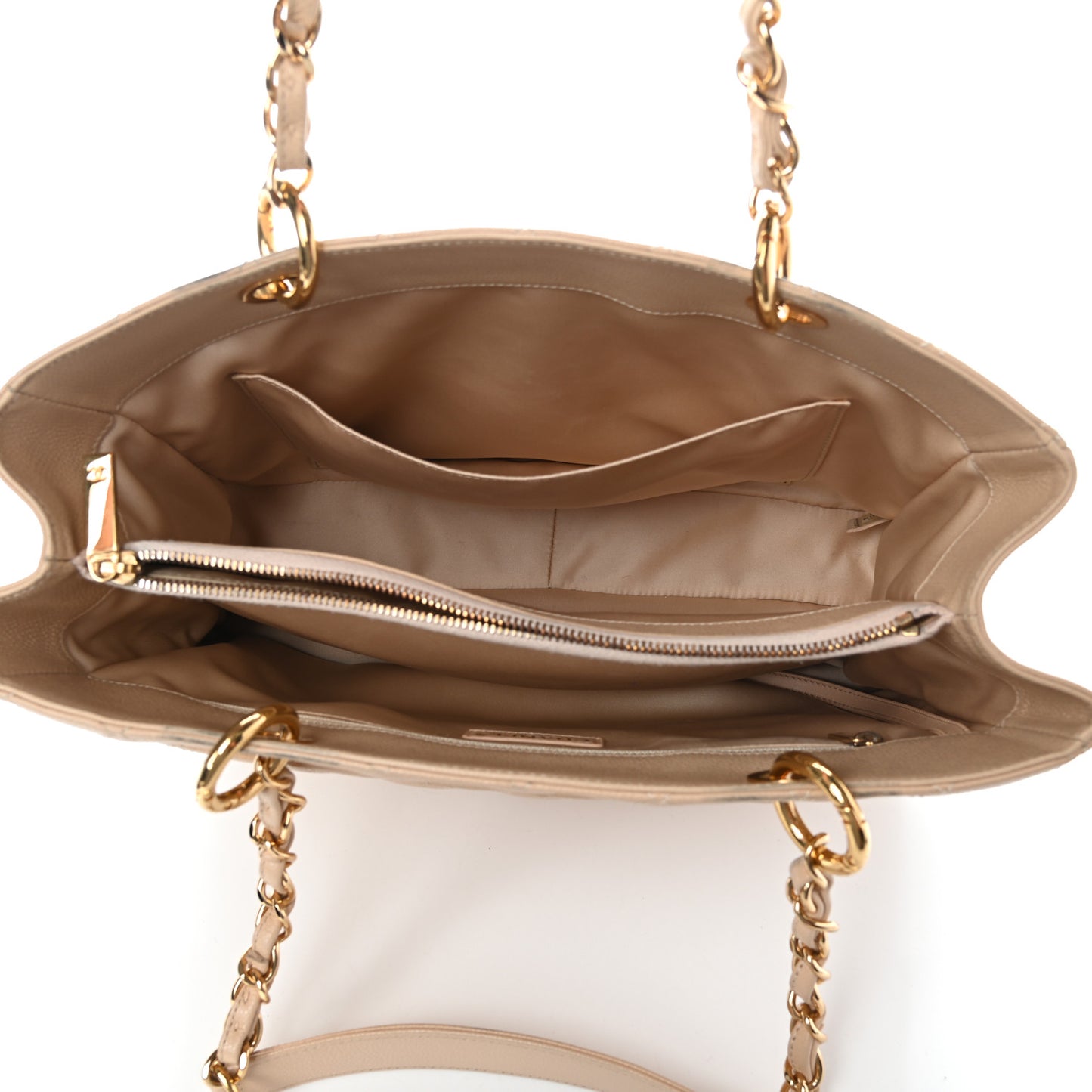 Caviar Quilted Grand Shopping Tote GST Beige Clair