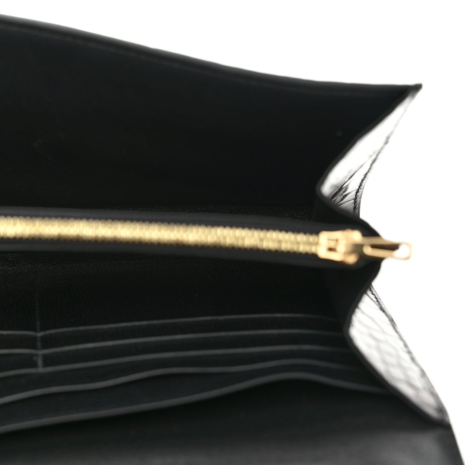 Hermes Shiny Alligator Enamel Constance Long Wallet To Go Black 5 of 10