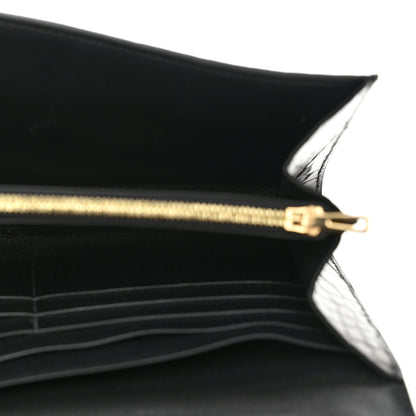Hermes Shiny Alligator Enamel Constance Long Wallet To Go Black 5 of 10