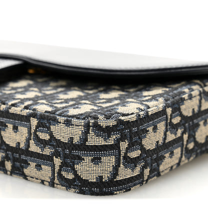 Christian Dior Oblique Smooth Calfskin Medium Saddle Pouch With Chain Blue 10 of 11