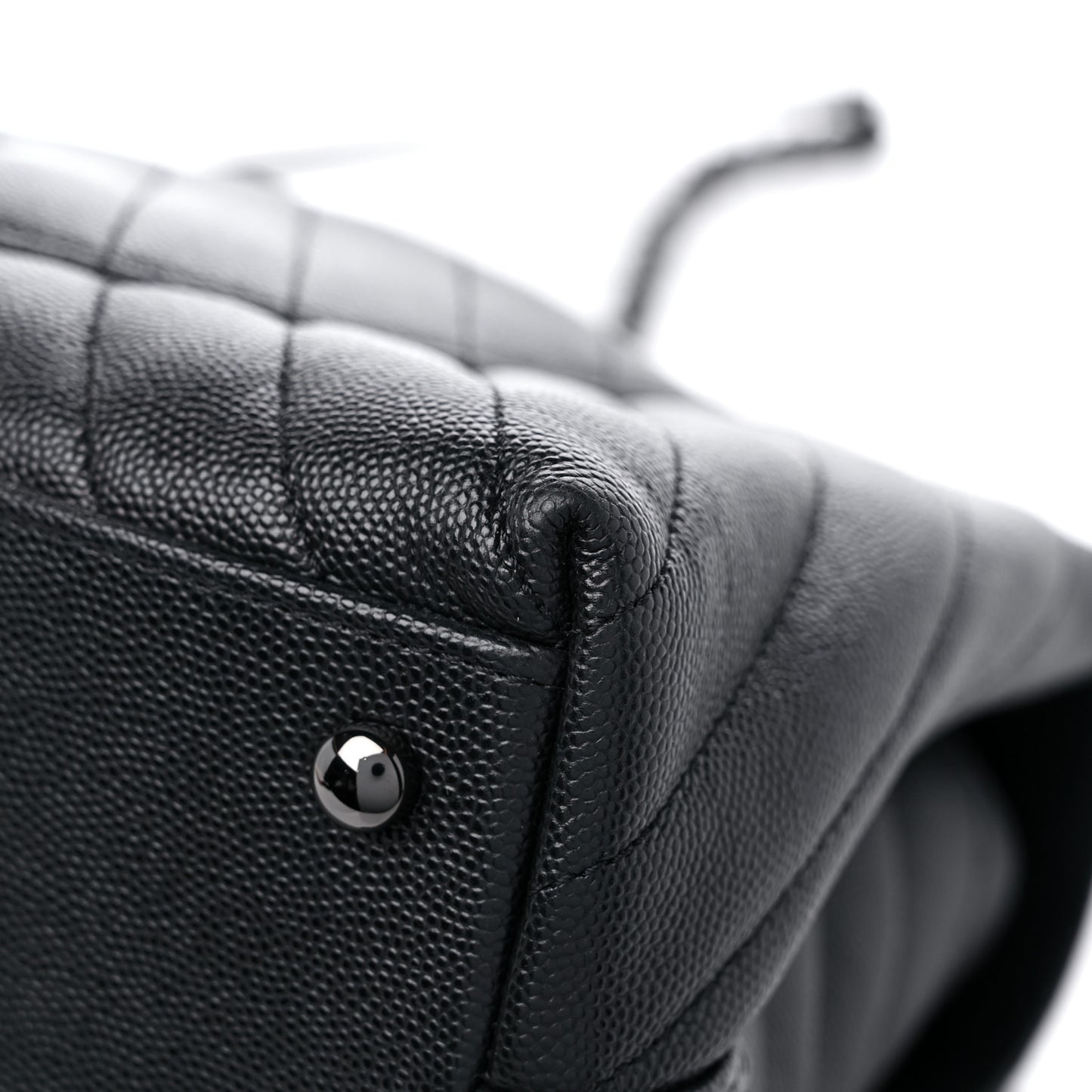 Caviar Chevron Quilted Small Coco Handle Flap So Black