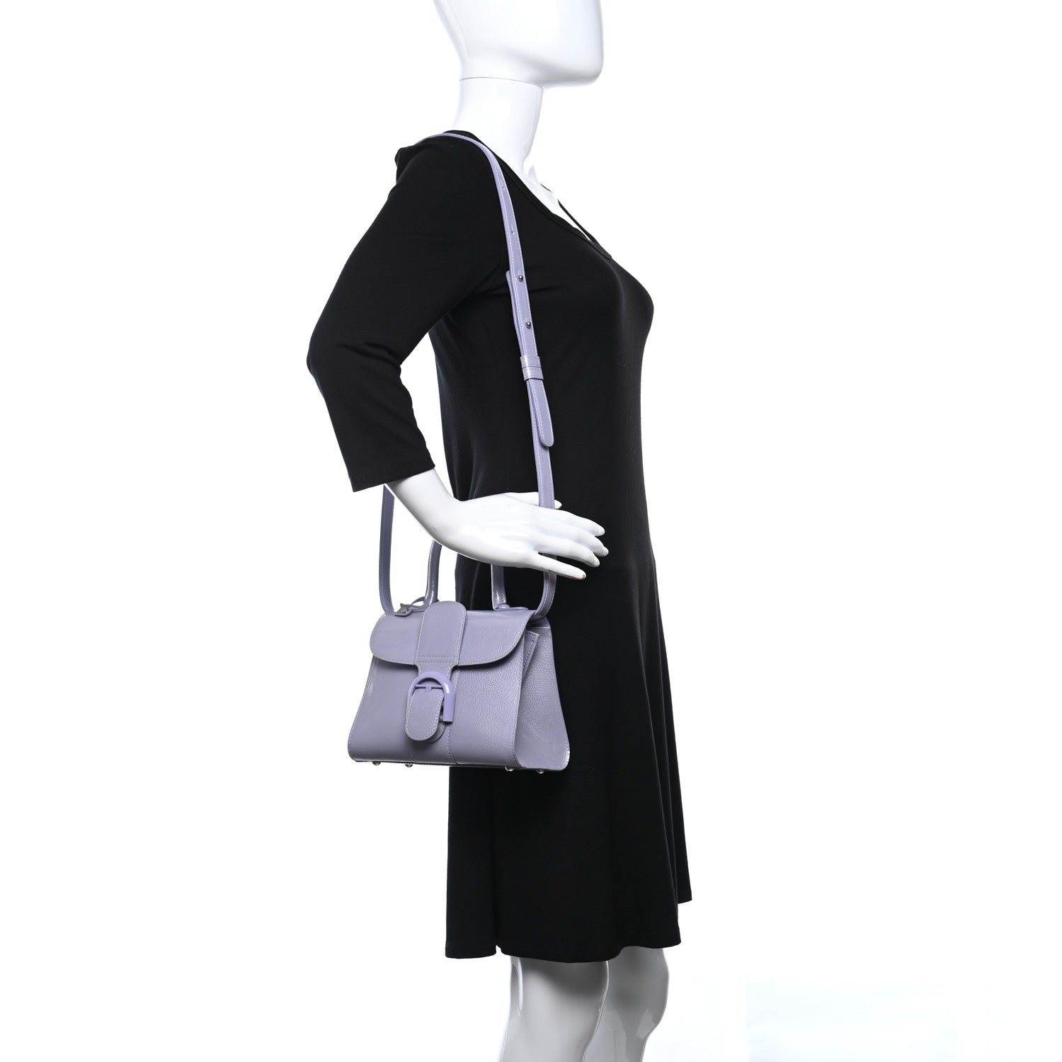 Delvaux Patent Grained Calfskin Mini Brillant Satchel Light Purple 2 of 13