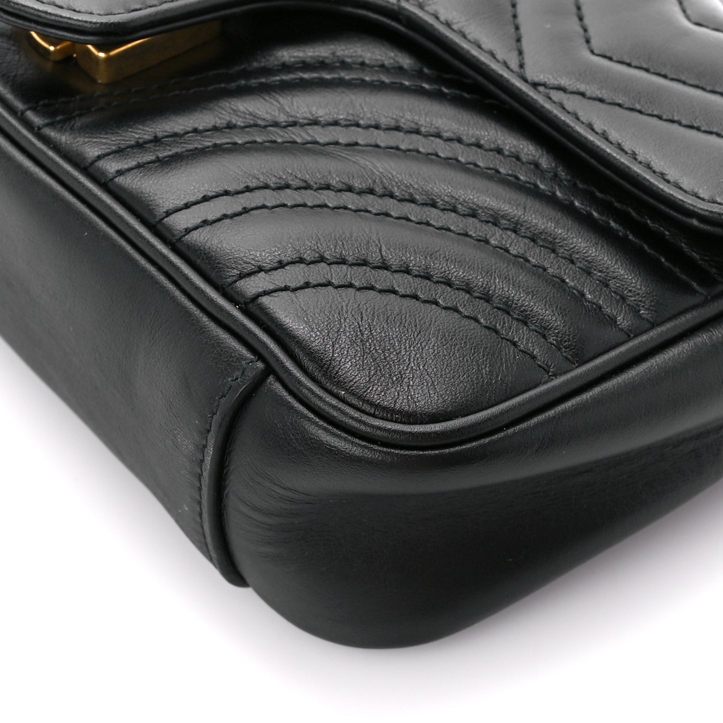 Calfskin Matelasse Mini GG Marmont Shoulder Bag Black