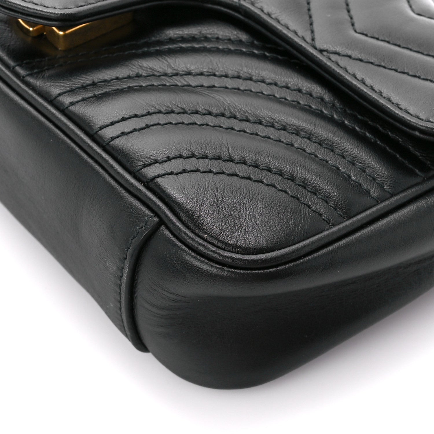 Gucci Calfskin Matelasse Mini GG Marmont Shoulder Bag Black 11 of 11