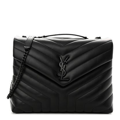 Saint Laurent Calfskin Y Quilted Monogram Monochrome Medium Loulou Chain Satchel Black 1 of 11