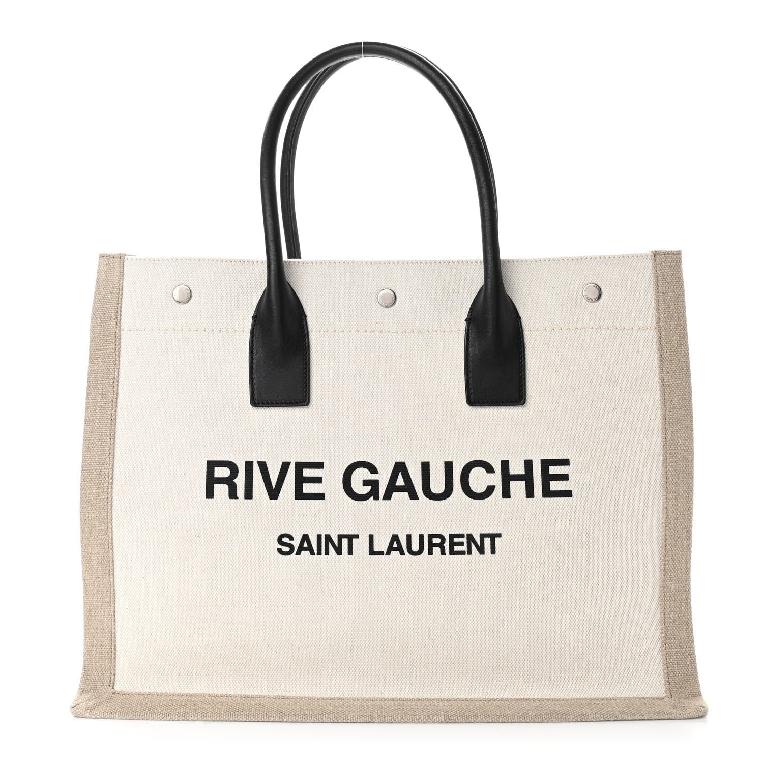 Saint Laurent Linen Calfskin Rive Gauche Tote Optic White 1 of 9