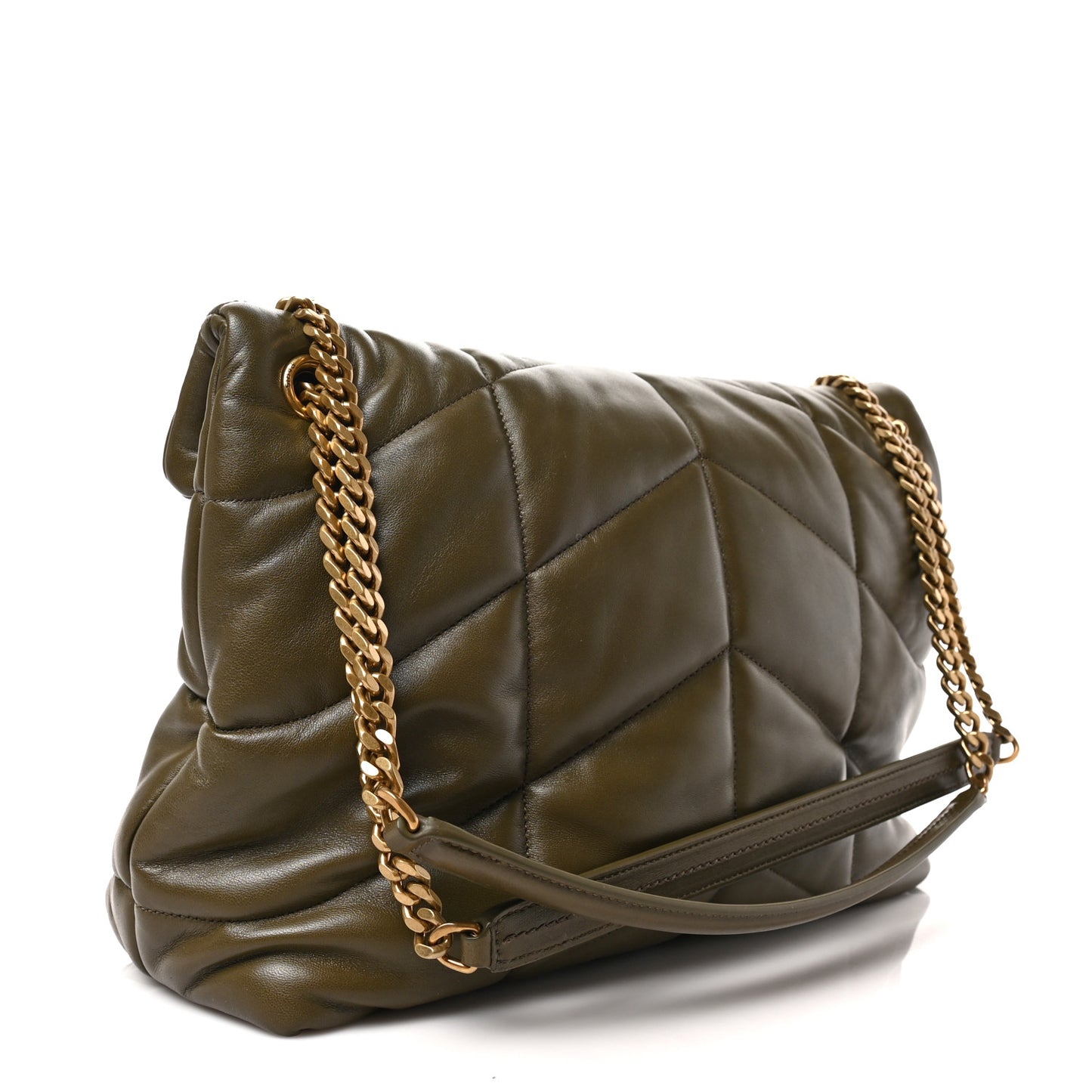 Lambskin Quilted Medium Loulou Puffer Monogram Chain Satchel Seaweed