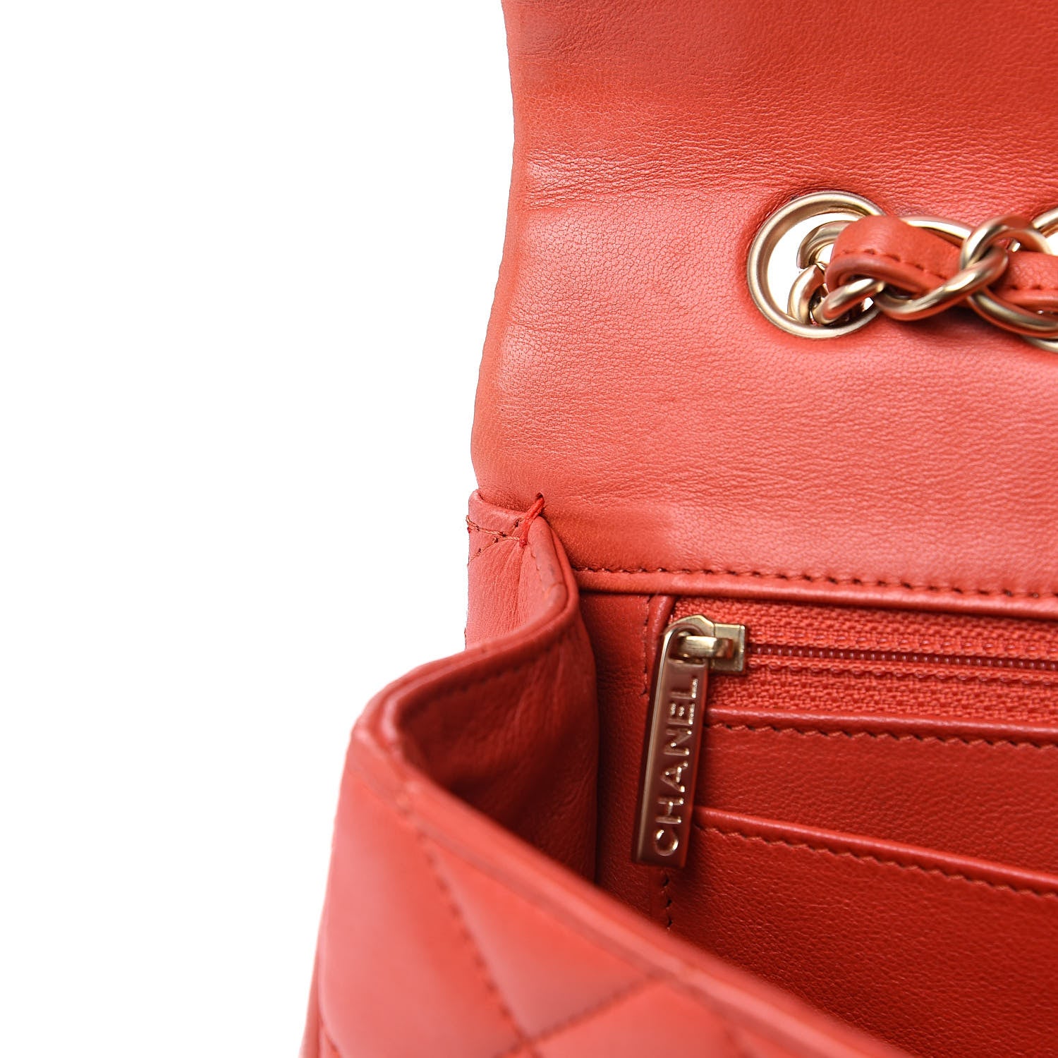Chanel Lambskin Quilted Jumbo Single Flap Coral 19 of 19
