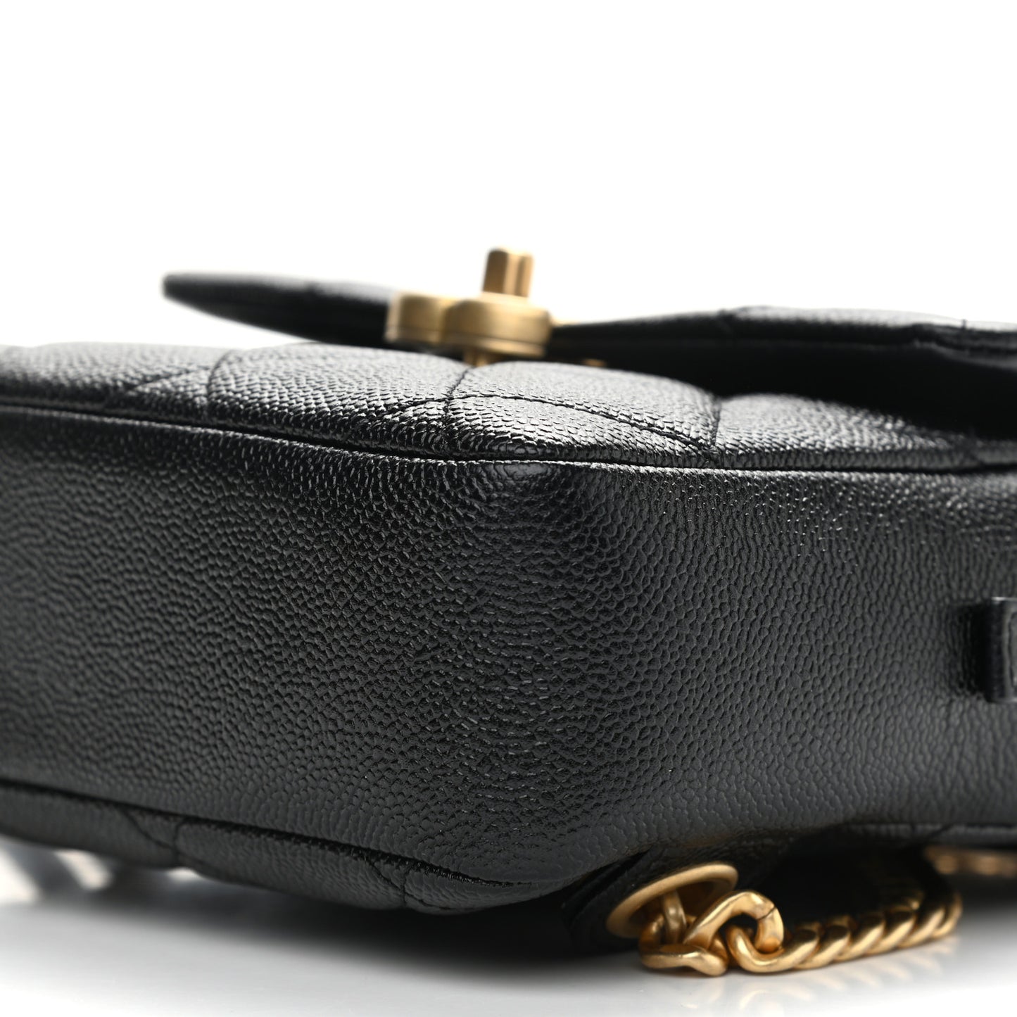 Shiny Caviar Quilted Chain Melody Backpack Black