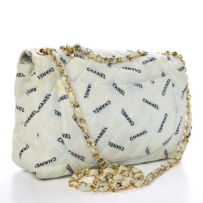 Chanel Canvas Quilted XL Jumbo Single Flap Green 3 of 21