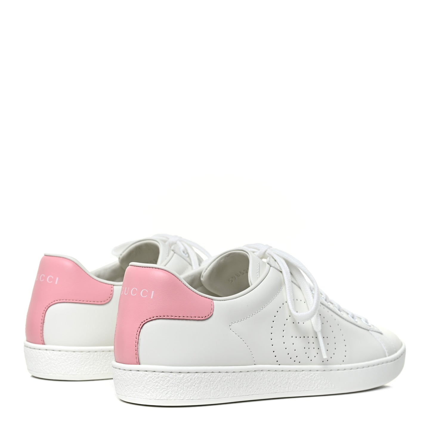 Calfskin Interlocking G Perforated Womens Ace Sneakers 39 White Wild Rose