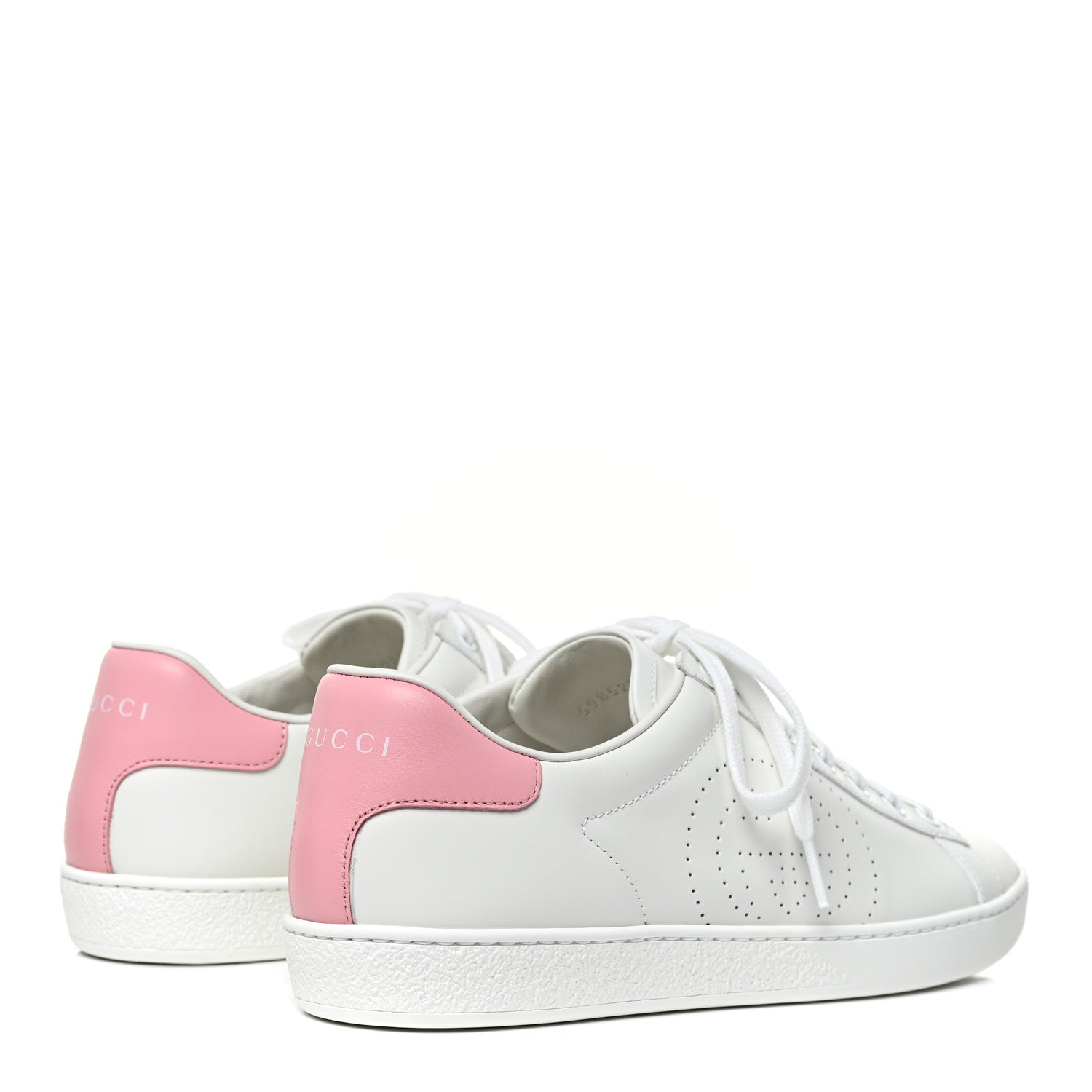 Gucci Calfskin Interlocking G Perforated Womens Ace Sneakers 39 White Wild Rose 4 of 8