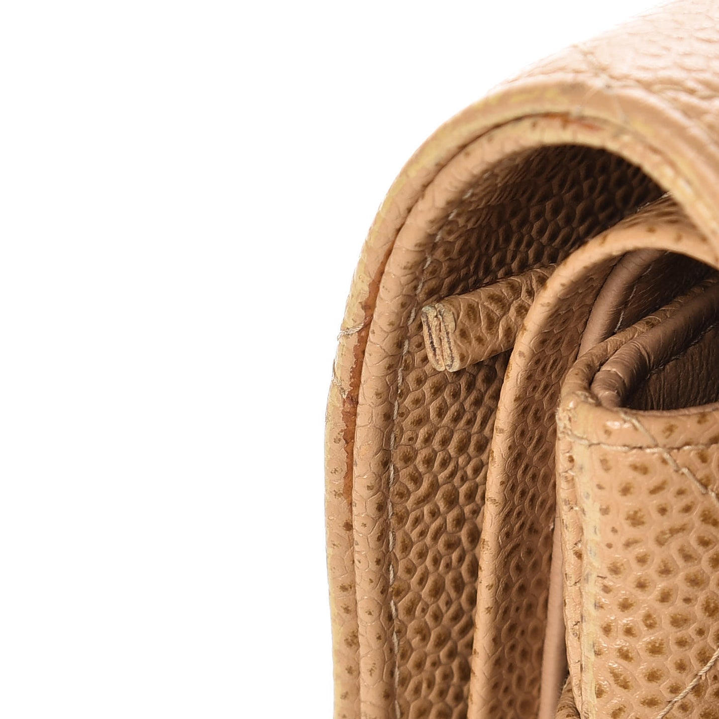 Caviar Quilted Medium Double Flap Beige