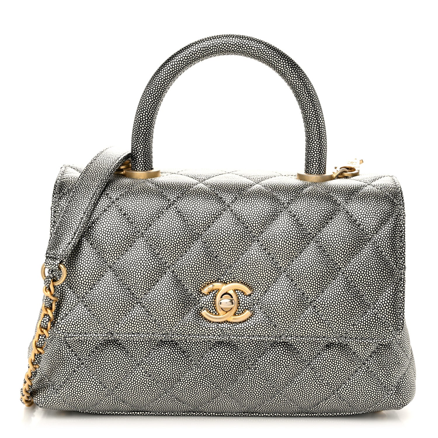 Chanel Metallic Caviar Quilted Mini Coco Handle Flap Silver 1 of 10