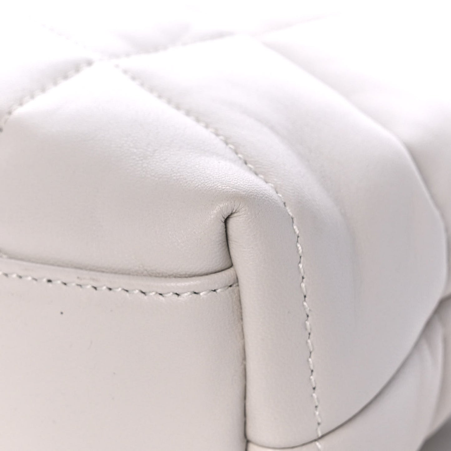 Lambskin Quilted Toy Loulou Puffer Monogram Chain Satchel Blanc Vintage